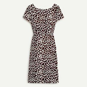 J Crew V-back Dress in Giraffe Printed Bi-stretch Cotton Size US 8 TALL